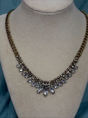 Vintage 1990s fashion Unsigned Clear Rhinestone  Necklace wedding Prom